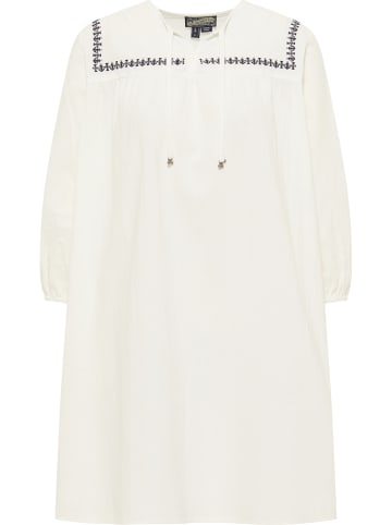 DreiMaster Vintage Damen Midikleid Mit Stickerei in Wollweiss