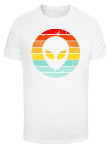F4NT4STIC T-Shirt Alien Retro Sonnenuntergang in weiß