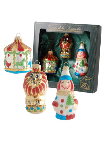 Krebs Glas Lauscha 3er-Set: Baumschmuck-Glasornament in Bunt