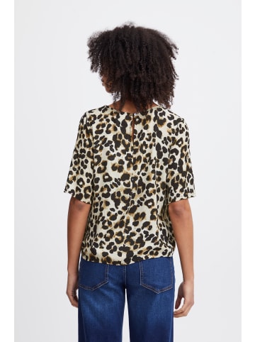 ICHI Kurzarm-Bluse IHMARRAKECH Regular fit in Tannin Leo Aop