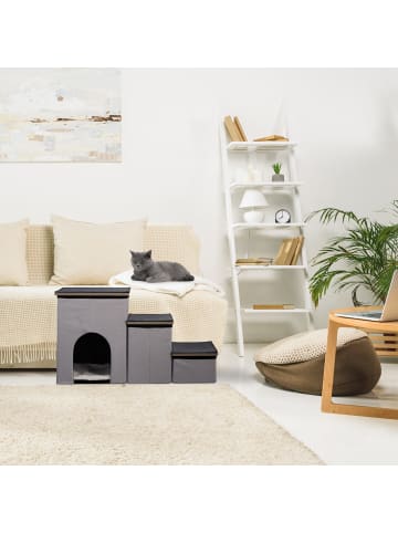 relaxdays Hundetreppe in Grau - (B)72 x (H)41,5 x (T)33 cm
