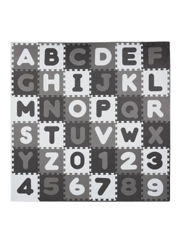 relaxdays 60 x Puzzlematte "ABC" in Weiß/ Grau