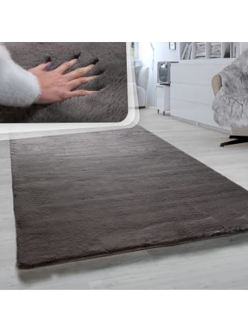 KADIMA DESIGN Hochflor Teppich Unifarben schmutzabweisend in Dunkelgrau