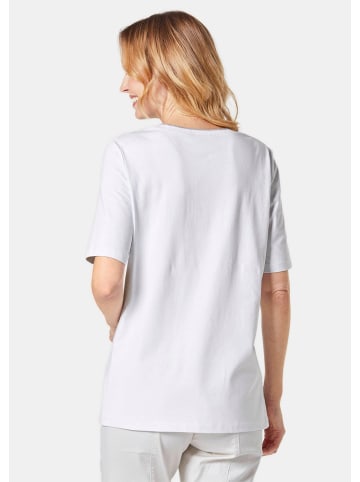GOLDNER Kurzgröße:  Druckshirt aus Baumwoll-Jersey in weiß / gemustert