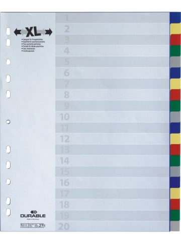 Durable Register A4+ blanko PP 20-teilig farbig