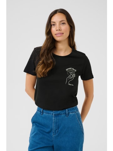 Cream T-shirt CRUmra Regular fit in Black w. white Heart Hand