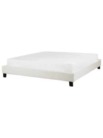Beliani Doppelbett ROANNE in Beige/Dunkler Holzfarbton - (W) 190 x (H) 29 x (L) 213 cm