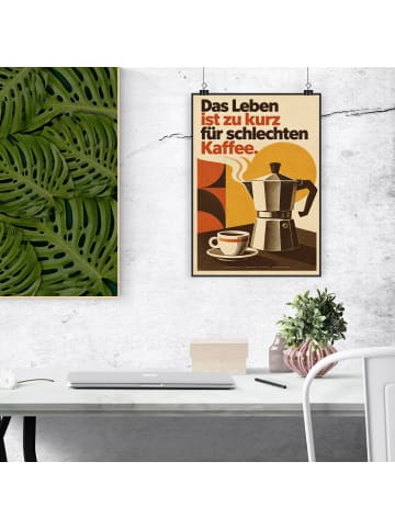 Mr. & Mrs. Panda Poster Espresso nostalgisch Design mit Spruch in Weiß
