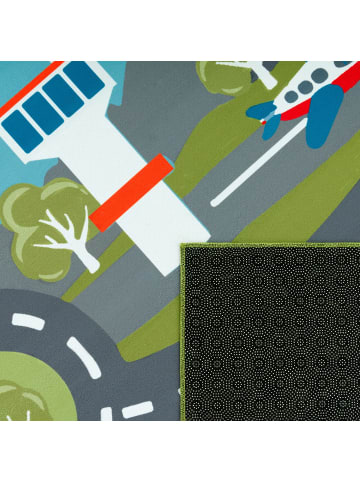KADIMA DESIGN Kinderteppich waschmaschinenwaschbar Verkehrsinfrastruktur Kinderzimmer in Grün