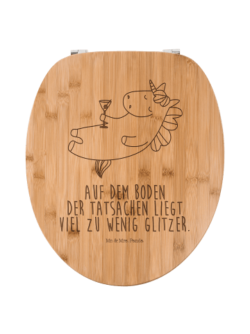 Mr. & Mrs. Panda Holz Toilettendeckel Einhorn Blümchentail mit Spruch in Transparent