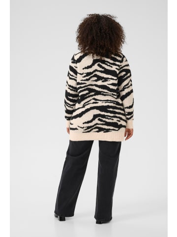 KAFFE curve Strickjacke KCsandia Loose fit in Turtledove/Black Animal