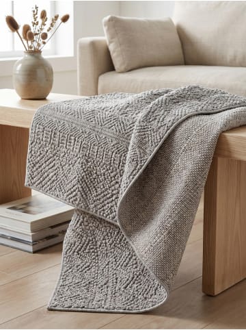 KADIMA DESIGN Flachgewebe-Teppich Ethno Streifen Boho Pflegeleicht in Silber