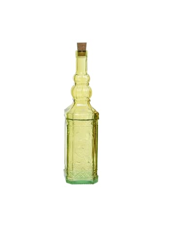 MARELIDA Glasflasche mit Korken Retro Vintage Flasche 730ml in gelb