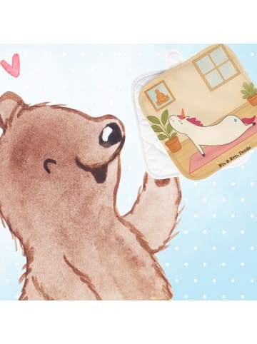 Mr. & Mrs. Panda Topflappen Einhorn Yoga Design ohne Spruch in Weiß