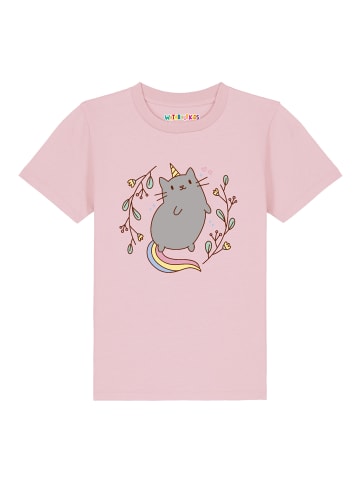 wat? Apparel T-Shirt Unicorn Cat in Rosa