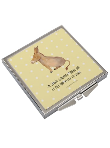 Mr. & Mrs. Panda Schminkspiegel Esel mit Spruch in Gelb Pastell