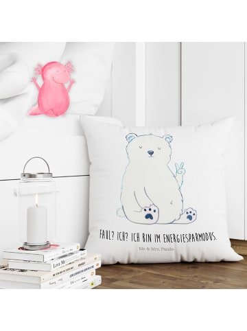 Mr. & Mrs. Panda 40 x 40 Kissen Eisbär Faul mit Spruch in Weiß