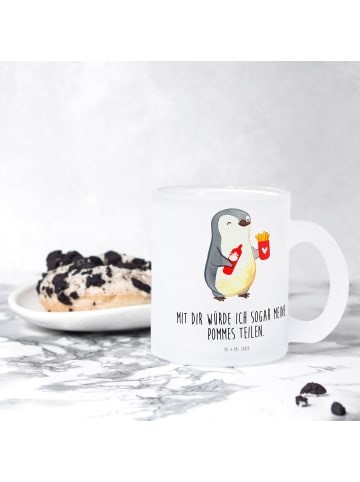 Mr. & Mrs. Panda Teetasse Pinguin Pommes mit Spruch in Transparent