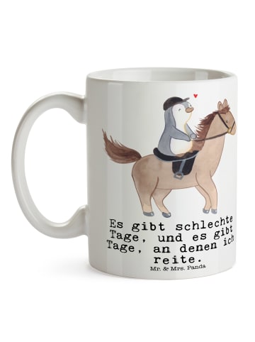 Mr. & Mrs. Panda Tasse Pferd Reiten mit Spruch in Weiß