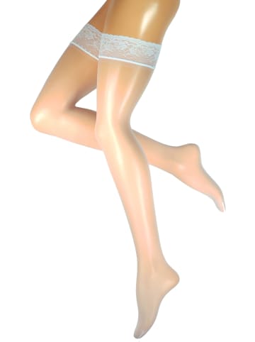 Yenita® Halterlose Strümpfe "Romance 15" 2er Pack in weiss