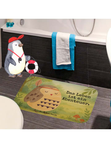 Mr. & Mrs. Panda Duschvorleger Eule Federschmuck Design mit Spruch in Weiß