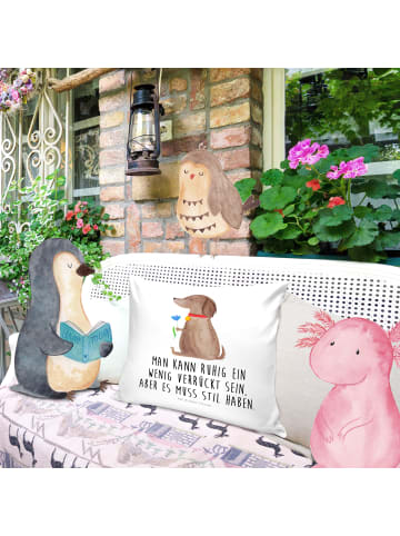 Mr. & Mrs. Panda Kopfkissen Hund Blume mit Spruch in Weiß