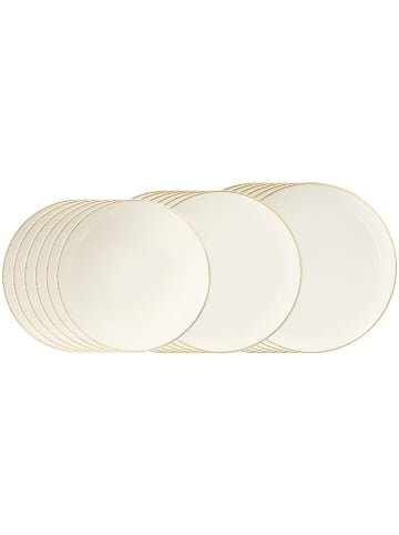 Seltmann Weiden 18-tlg. Teller-Set Savona Goldlinie in in creme