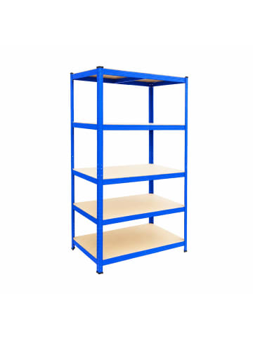 relaxdays Schwerlastregal in Blau/ Braun - (B)100 x (H)200 x (T)40 cm