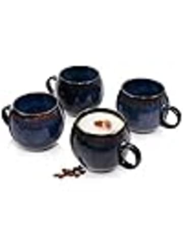 Sänger 4-tlg. Cappuccinotassen Set Tokio in Dunkelblau aus Steingut