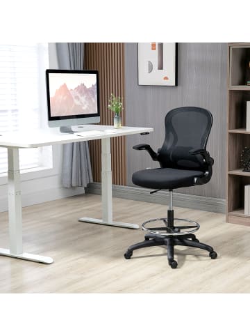 Vinsetto Zeichenstuhl-59L x 65B x 102-122H cm-Schwarz