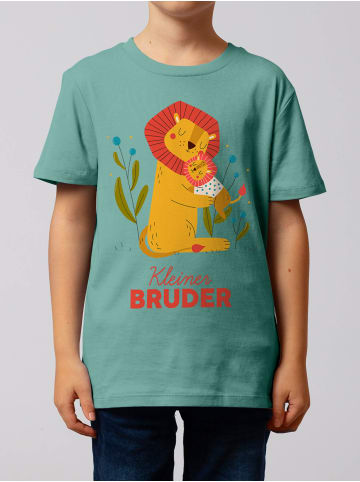 wat? Apparel T-Shirt Löwen Kleiner Bruder in Teal Monstera