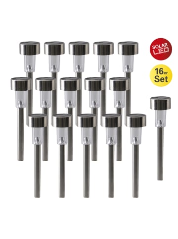 näve LED Solarleuchte in stahl-blank - (L)5.5 cm x (B)5.5 cm x (H)36 cm