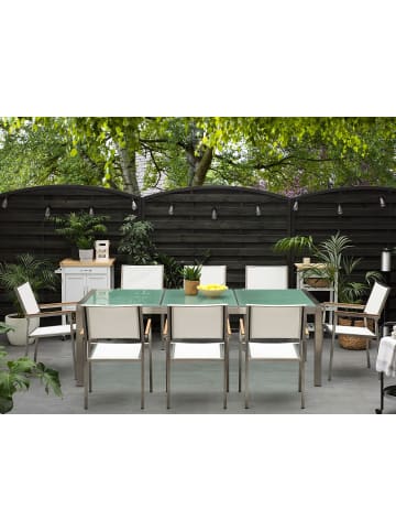 Beliani 9-tlg Gartentisch Set GROSSETO in Weiß/Transparent/Silber