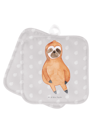 Mr. & Mrs. Panda Topfuntersetzer Faultier Zufrieden ohne Spruch in Grau Pastell