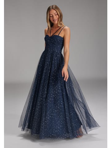 SWING Abendkleid in marine silber - 0001