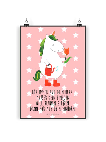 Mr. & Mrs. Panda Bild Einhorn Gärtner mit Spruch in Rot Pastell