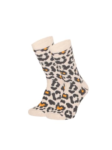Yuhu Damen Socken 5er Pack Leopardenmuster Leo Print in Beige