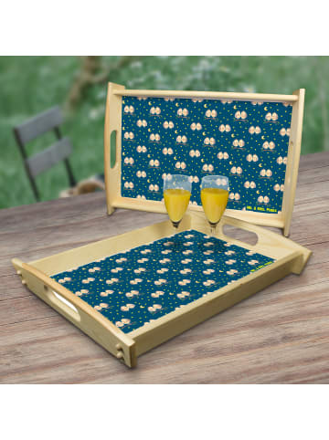 Mr. & Mrs. Panda Servier Tablett Eulen Liebe ohne Spruch in Blau