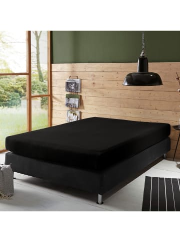 Erwin Müller Single-Jersey Boxspringbett-Spannbettlaken Freising in schwarz