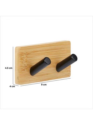 5five Simply Smart Selbstklebender Haken STIKY, 2 Haken in Schwarz, 9 x 4,5 cm