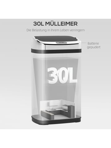 HOMCOM Sensor Mülleimer-L33 x B25 x H58 cm-Silber