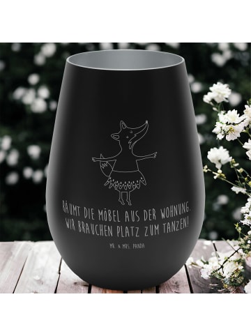 Mr. & Mrs. Panda Outdoor Windlicht Fuchs Ballerina mit Spruch in Schwarz