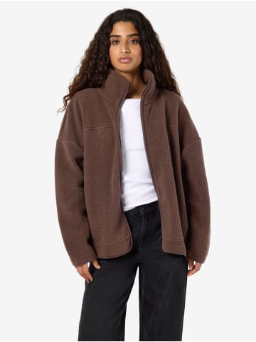 Noisy may Übergangsjacke mit Fleece-Struktur und Kragen in Braun-2
