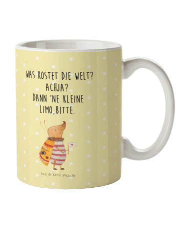 Mr. & Mrs. Panda Tasse Nachtfalter Fähnchen mit Spruch in Gelb Pastell
