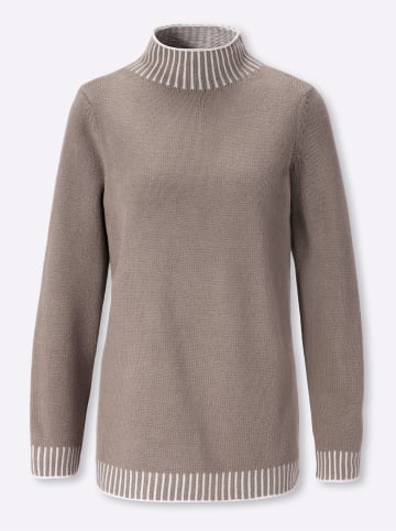 Sieh an! Stehkragen-Pullover in taupe