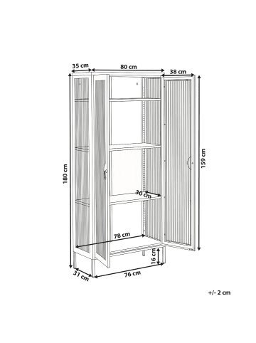 Beliani Büroschrank GLEORA in Schwarz - (W) 80 x (H) 180 x (L) 35 cm