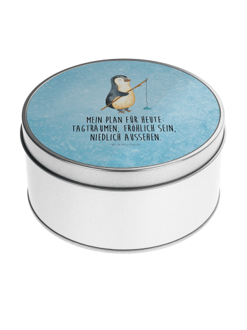 Mr. & Mrs. Panda Aufbewahrungsbox Pinguin Angler mit Spruch in Eisblau