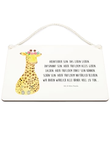 Mr. & Mrs. Panda Wandbild Holz Giraffe Blumenkranz mit Spruch in Weiß