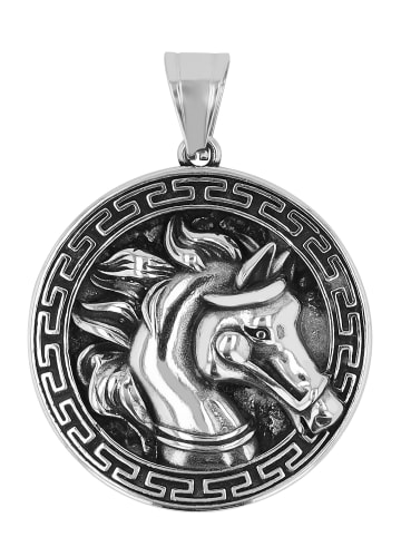Adeliás Unisex Anhänger – Pferd Gravuranhänger aus Edelstahl in silber