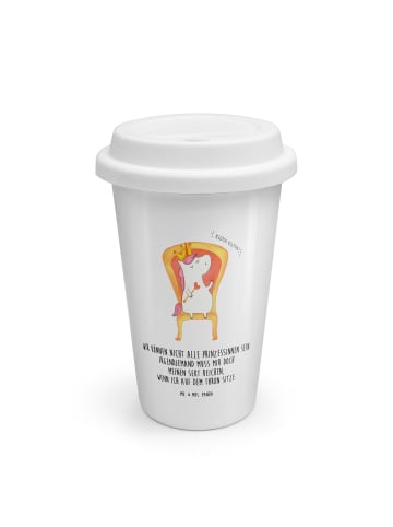 Mr. & Mrs. Panda Kaffeebecher To Go Einhorn König mit Spruch in Weiß